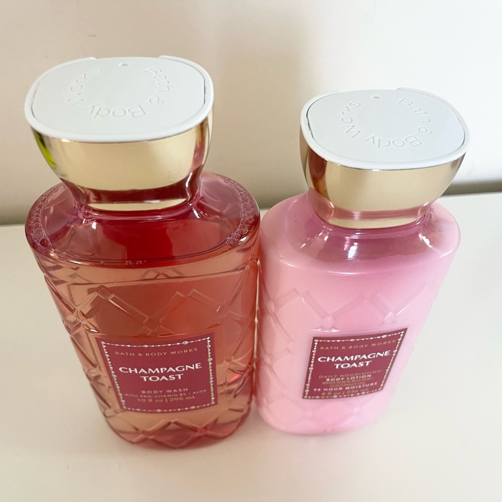 Bath & Body Works Champagne Toast Body Wash & Lotion Full Size Set with Tote Bag - Picture 7 of 12